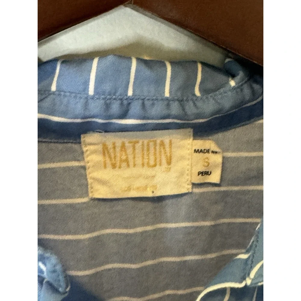 Nation LTD Button Down Shirt Dress S Pima Cotton Cover Up Coastal Resort Wear - Picture 8 of 12